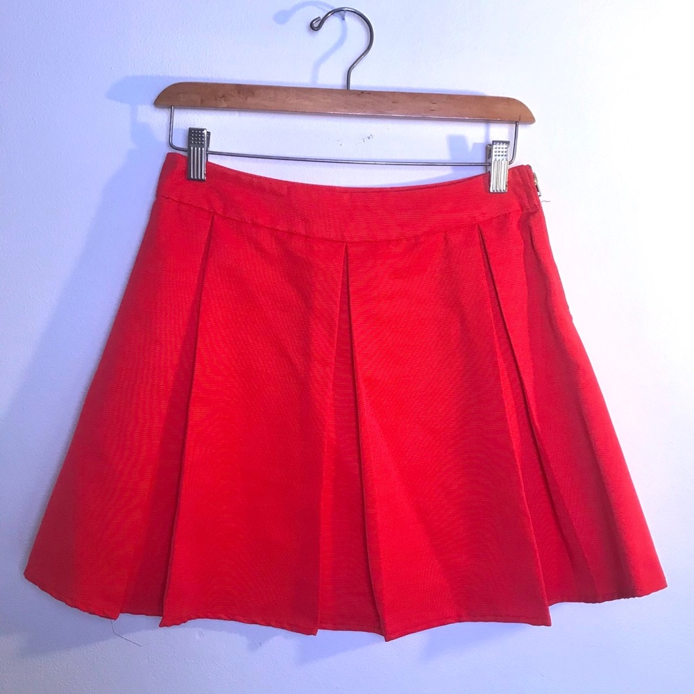 Red Pleated Skirt